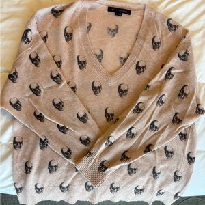 Skull Cashmere V-Neck Sweater